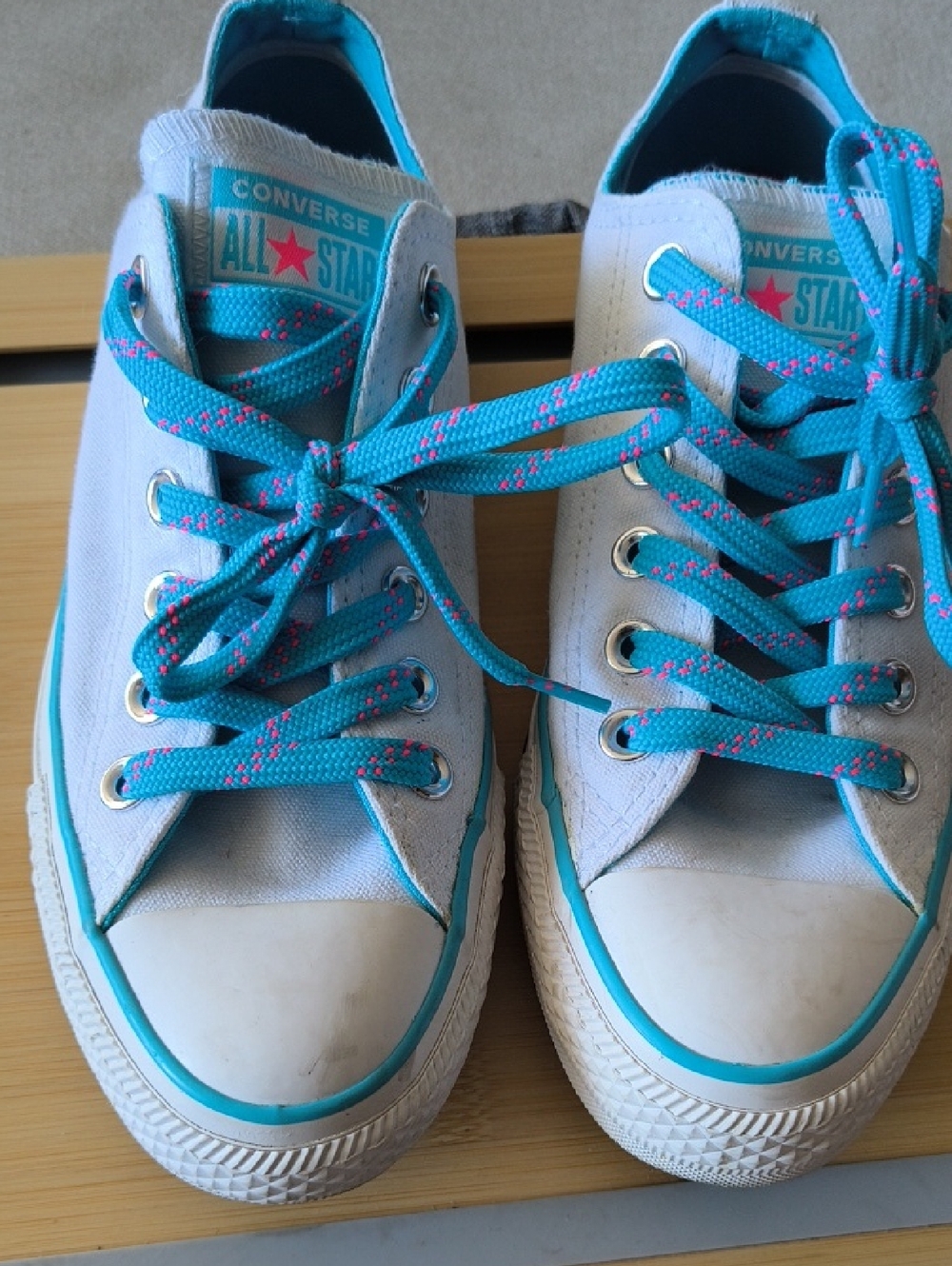 White And Baby Blue Converse All Stars. Size 7